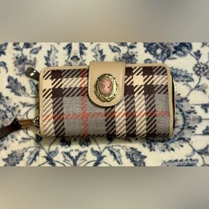 Brown and plaid wallet by Spartina.